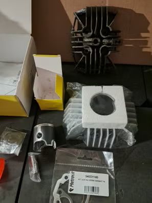 kit trucaje 74cc metrakit derbi variant start y start 5. lote: cajon de laminas con dos toberas, kit cilindro completo 74cc, (culata es usada metrakit epoca con descompresor).